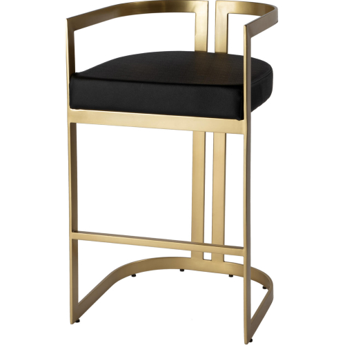 Clarence 28" Bar Stool in Black Leatherette & Polished Gold Stainless