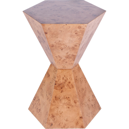 Billie Hexagon Side Table in Medium Brown Burl Wood