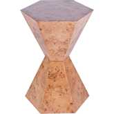 Billie Hexagon Side Table in Medium Brown Burl Wood