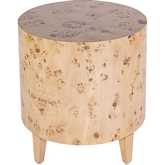 Billie End Table in Light Brown Burl Wood