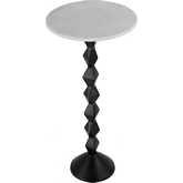 Ada 12" Round Side Table in White Marble & Black Metal