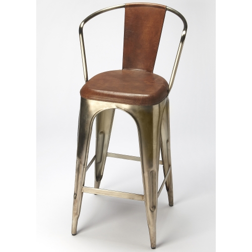 Roland Iron & Leather Barstool