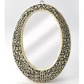 Orzo Black Bone Inlay Oval Wall Mirror