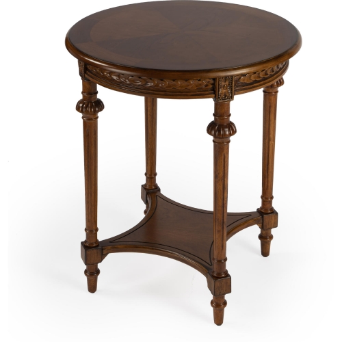 Hellinger Side Table in Olive Ash Burl Brown Finish Wood