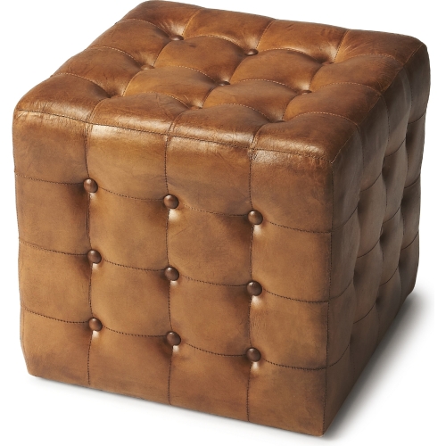 Leon Brown Leather Ottoman