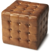 Leon Brown Leather Ottoman