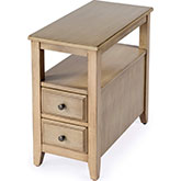 Marcus Side Table with Storage in Antique Tan Beige Finish Wood