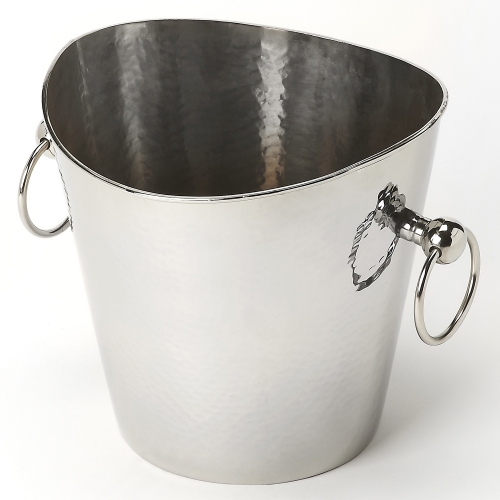 Mendocino Wine Bucket in Hammered Stainless Steel