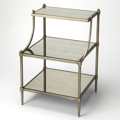 Peninsula Metal & Glass Tiered Side Table