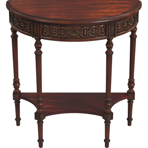 Danelle Demilune 30" Console Table in Cherry Dark Brown Finish