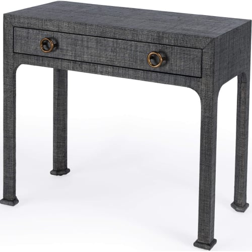 Chatham Console Table in Charcoal Gray Raffia