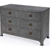 Chatham 6 Drawer Dresser in Charcoal Gray Raffia