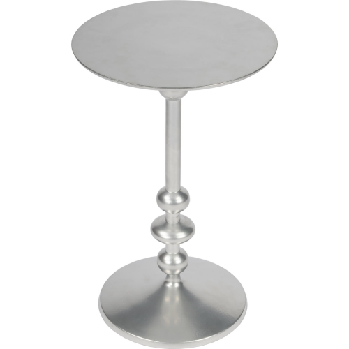 Zora Pedestal End Table in Silver Metal