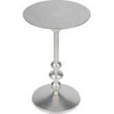 Zora Pedestal End Table in Silver Metal