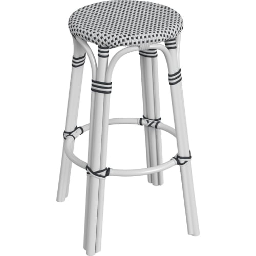 Tobias 30"H Round Bar Stool in Multicolor Poly & Rattan