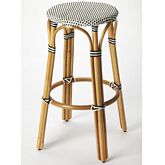 Tobias Bar Stool in Black & White Poly on Rattan