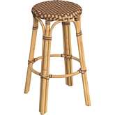 Tobias 30"H Round Bar Stool in Multi Brown & Rattan