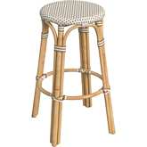 Tobias 30"H Round Bar Stool in Tan Beige Poly & Rattan