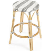 Tobias Counter Stool in Gray & White Poly & Rattan