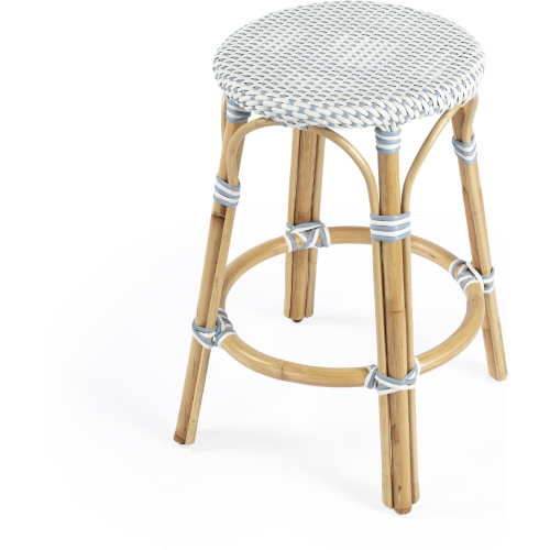 Tobias Counter Stool in Twilight Blue & White Poly & Rattan