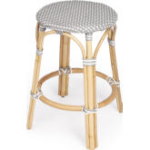 Tobias Counter Stool in Gray & White Poly & Rattan