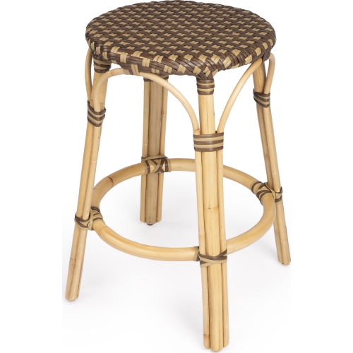 Tobias Counter Stool in Brown Poly & Rattan