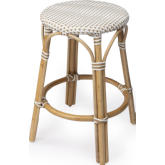 Tobias Counter Stool in Beige & White Poly & Rattan