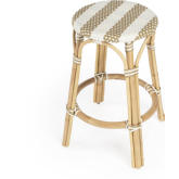 Tobias Counter Stool in Beige & White Poly & Rattan