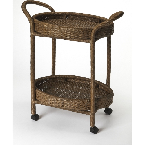 Pevita Serving Cart in Rattan & Raffia