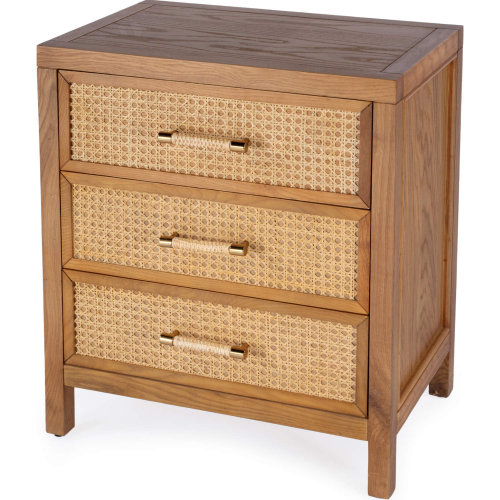 Mesa 25" 3 Drawer Chest in Natural Wood & Cane