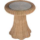 Flora Scalloped End table in Light Brown Rattan