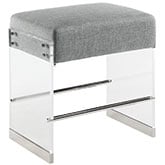 0466 Counter Stool in Gray Fabric, Acrylic & Stainless Steel