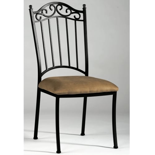 Wrought Iron Dining Chair in Taupe Microfiber on Antique Frame (Set of 4)