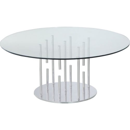 1158 Cocktail Table in Glass & Polished Stainless Steel