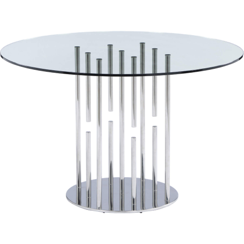 1158 48" Floating Pedestal Dining Table in Glass & Polished Stainless Steel