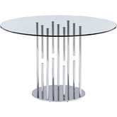 1158 48" Floating Pedestal Dining Table in Glass & Polished Stainless Steel