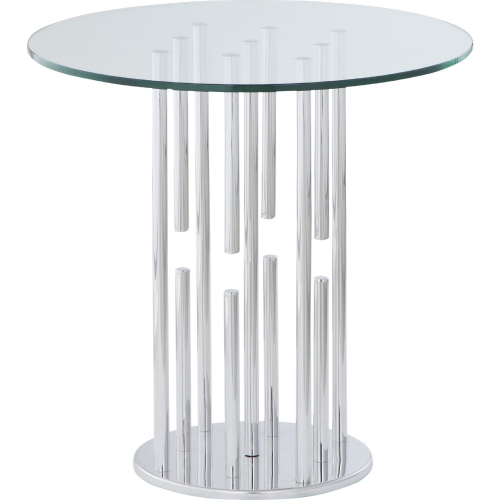 1158 Side Lamp Table in Glass & Polished Stainless Steel