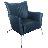 2008 Accent Chair in Blue Leatherette & Polished Stainless