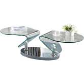 2061 Motion Coffee Cocktail Table in Glass & Polished Stainless Steel