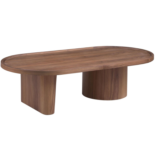 2607 Oval Coffee Cocktail Table in Walnut Veneer Finish Wood