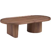 2607 Oval Coffee Cocktail Table in Walnut Veneer Finish Wood