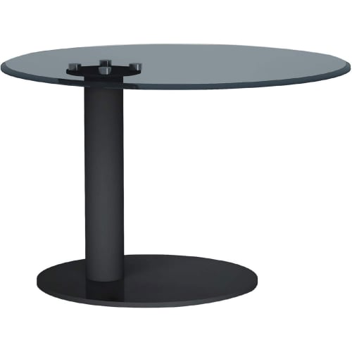 2713 27" Round Lamp Side Table in Black Tinted Tempered Glass & Black Steel