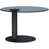 2713 27" Round Lamp Side Table in Black Tinted Tempered Glass & Black Steel