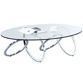 4036 Cocktail Table w/ Chrome Metal Ring Base & Tempered Glass Top