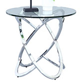 4036 Lamp End Table w/ Chrome Metal Ring Base & Tempered Glass Top