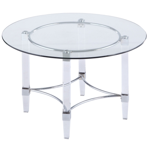 4038 48" Acrylic & Metal Dining Table w/ Round Glass Top