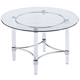 4038 48" Acrylic & Metal Dining Table w/ Round Glass Top