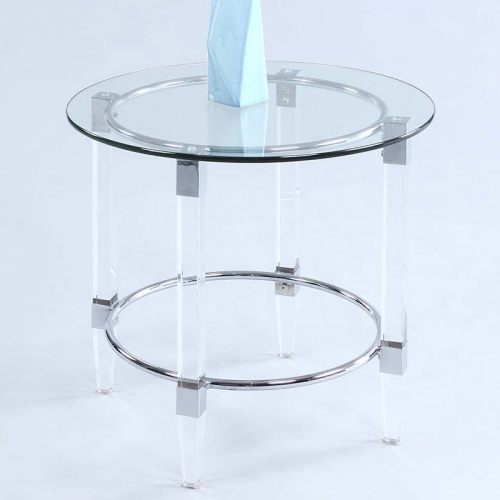 4038 Lamp Side Table in Chrome & Acrylic w/ Glass Top