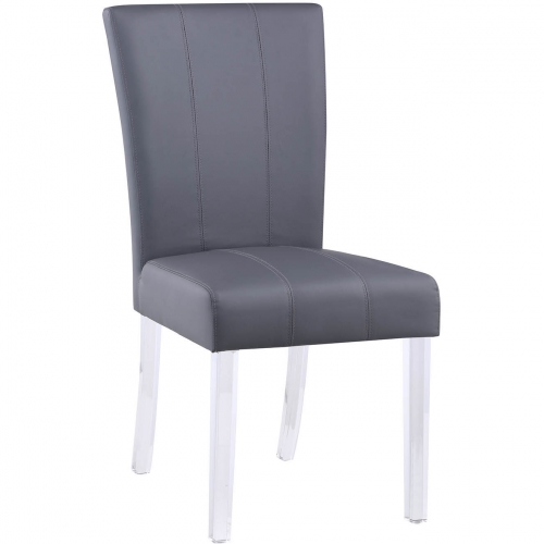 4038 Curved Parson Dining Chair in Grey Leatherette (Set of 2)