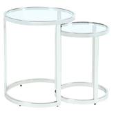 20" Round Nesting Lamp End Table in Glass & Steel